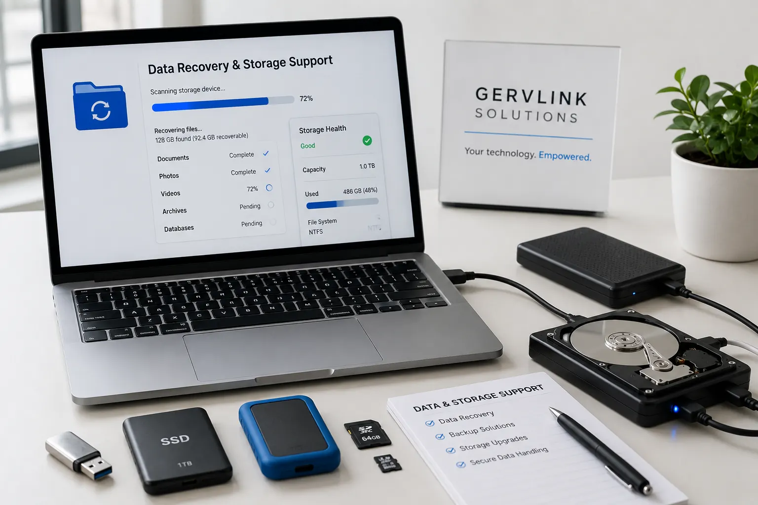 Professional data recovery service for computer storage